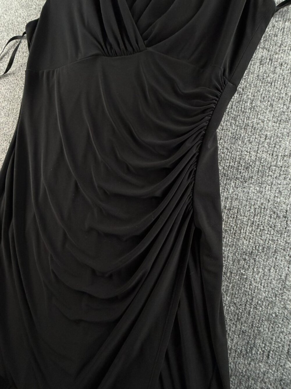 Lauren Ralph Lauren Black Dress Size Women 16 Stretch Sleeveless V Neck Knee - Picture 6 of 16